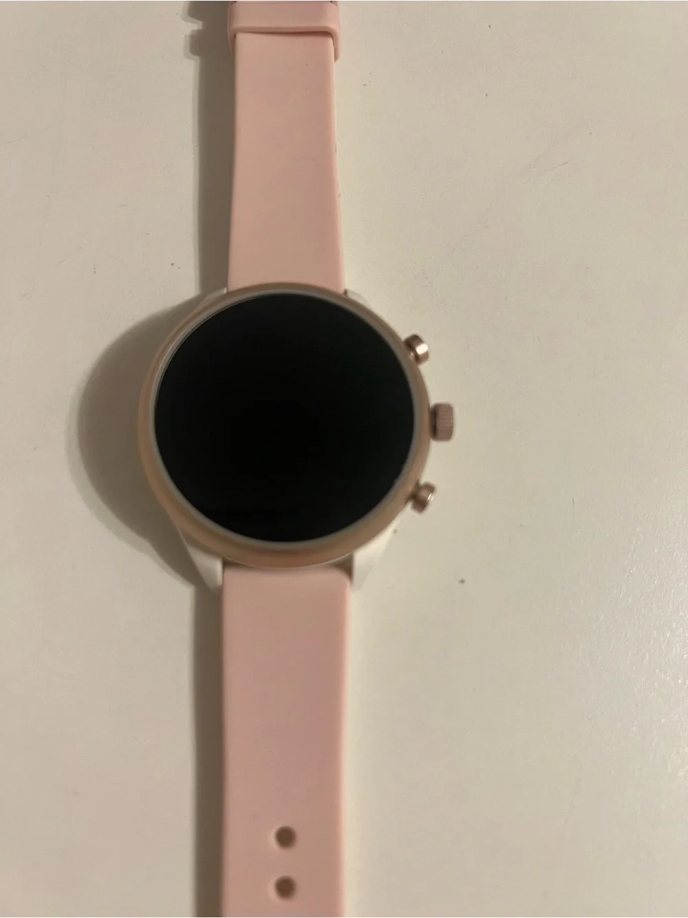 Google Pink Silicone Band Smartwatch with Round Touchscreen